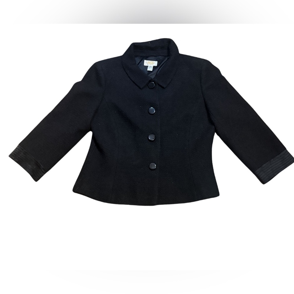 Talbots Petites 14 Black Wool Blend Blazer Silk‎ Lined Hong Kong Career Office
